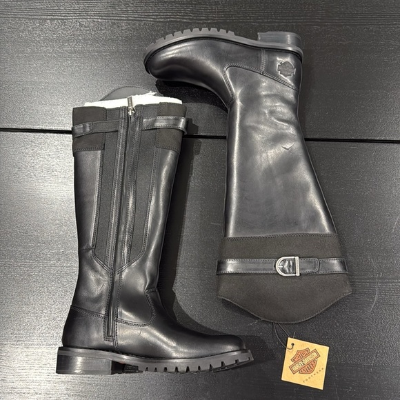 Harley-Davidson Women's Bradner Zip-Up 16" Black Motorcycle Boots - 6 - Picture 6 of 8